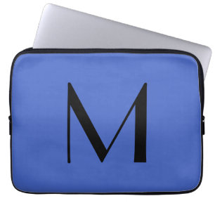 Monogram Deep Royal Black Modern Add Name Initial Laptopschutzhülle