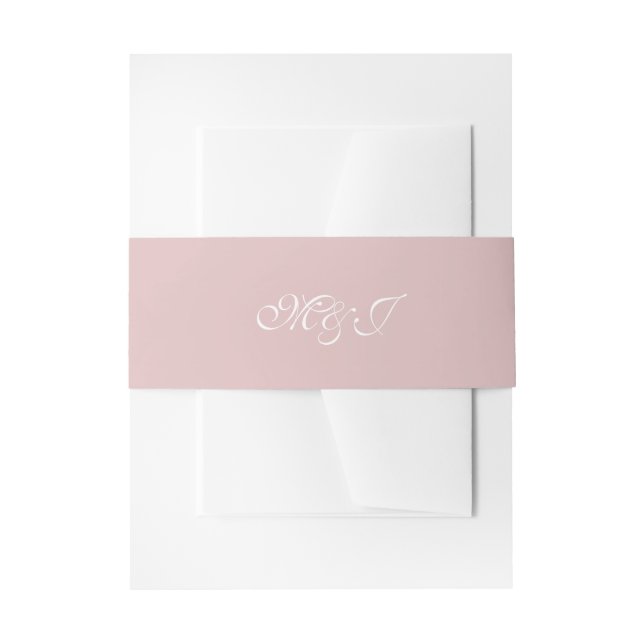 Monogram Delicate Light Dusty Pink Wedding Einladungsbanderole (Vorderseite Beispiel)