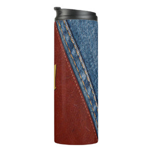 Monogram Denim und Leather Thermosbecher