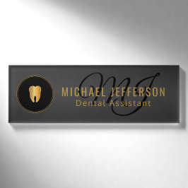 Monogram Dentist Office - Black and Gold Namenschild