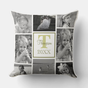 Monogram der Foto Collage Family Moderne Mode Kissen
