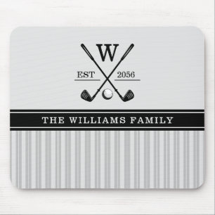 Monogram der Golffamilie Schwarz-weiß Mousepad