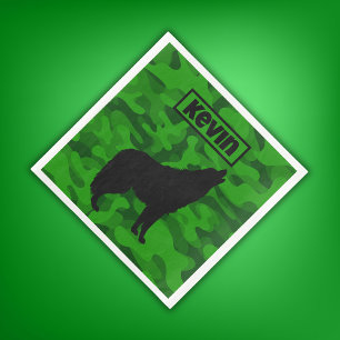 Monogram der modernen grünen Camouflage Black Wolf Serviette