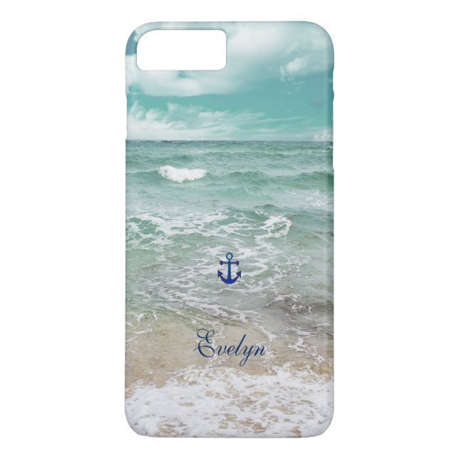Monogram des Anchor des Caribbean Ocean Beach View Case-Mate iPhone Hülle (Rückseite)