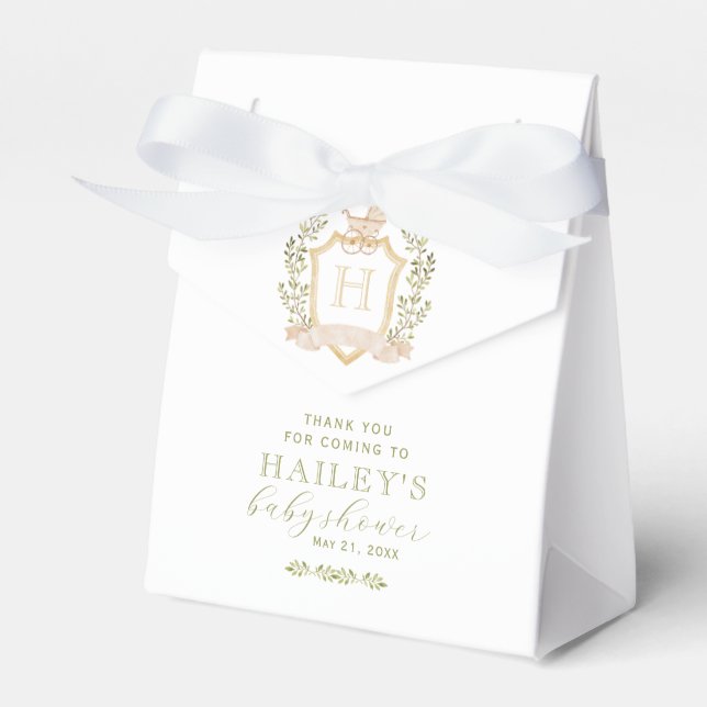 Monogram des Baby Carriage Wappen | Neutrale Babyd Geschenkschachtel (Vorderseite)