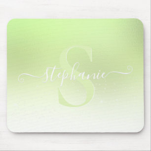 Monogram des Kalkgrün-Shimmer-Sparkels Mousepad