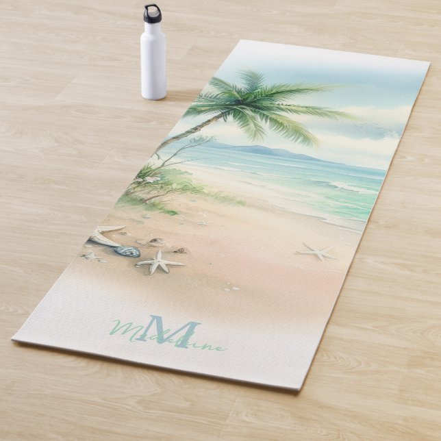 Monogram des tropischen Strandsands Starfish Palm  Yogamatte (Beispiel)