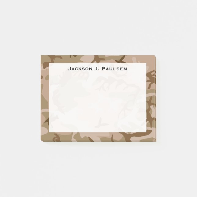 Monogram Desert Beige Brown Green Camouflage Camou Post-it Klebezettel (Vorderseite)
