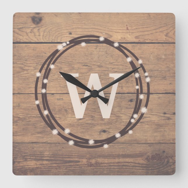 Monogram design quadratische wanduhr (Vorderseite)