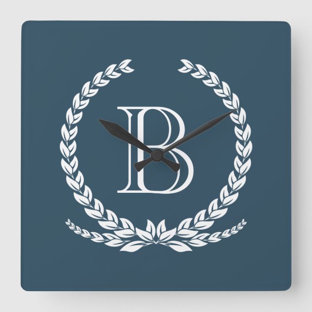 Monogram design quadratische wanduhr (Vorderseite)