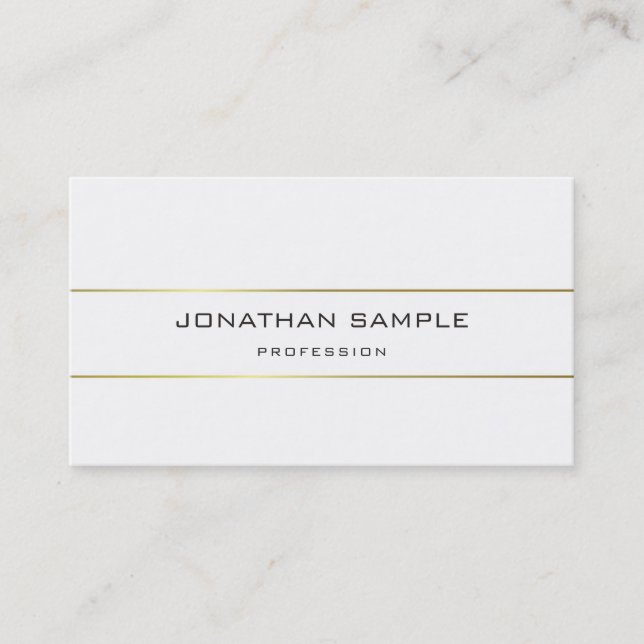 Monogram Design Trendy Schlicht Modern Gold Streif Visitenkarte (Vorderseite)