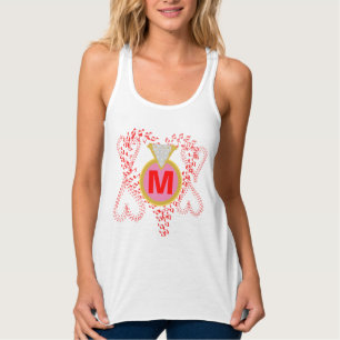 Monogram Diamond Ring Red Hearts Tank Top
