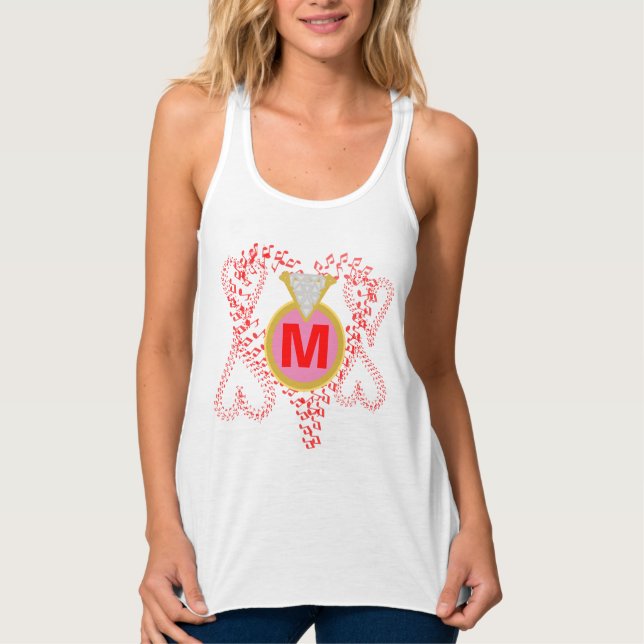 Monogram Diamond Ring Red Hearts Tank Top (Vorderseite)