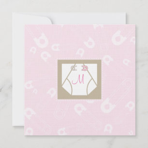 Monogram Diaper und Buttone Kinderdusche Einladung