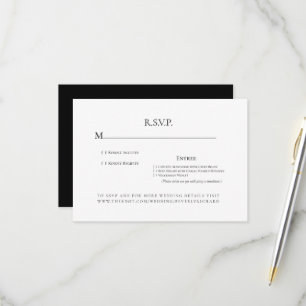 Monogram Dinner Optionen Schwarz & Weiß Hochzeit RSVP Karte
