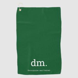 Monogram Dk. Serviette de golf verte avec texte bl