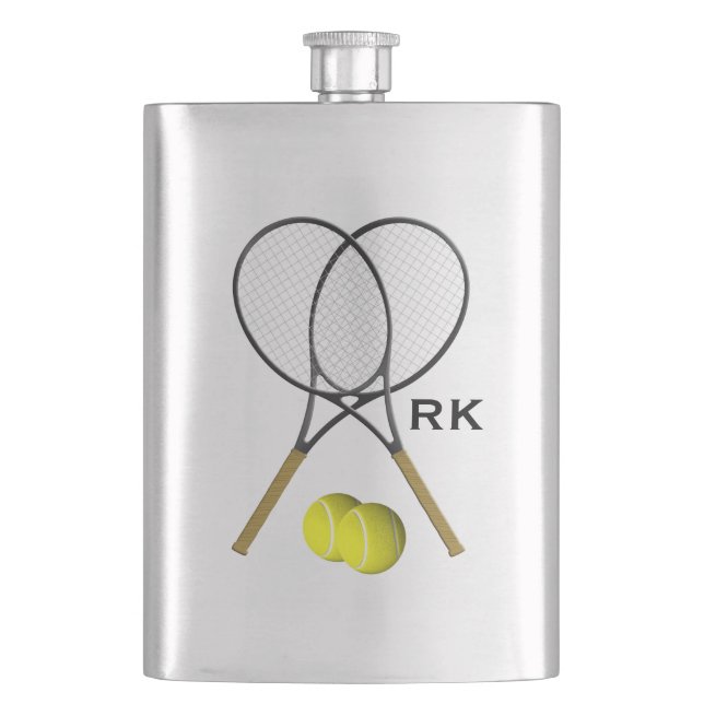 Monogram Doubles Tennis Thema Flachmann (Vorderseite)