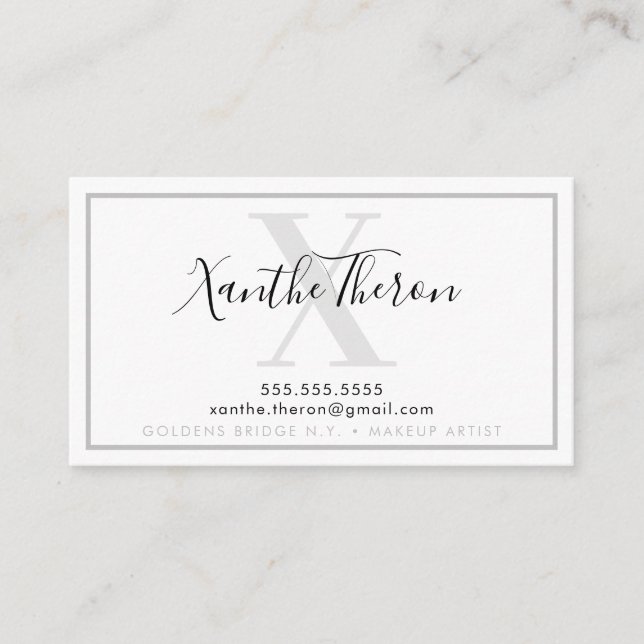 MONOGRAM-Drehbuch, modern, minimalgrau, cool Visitenkarte (Vorderseite)