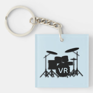 Monogram Drum Set Gehäuse Silber Platzierte Kette Schlüsselanhänger