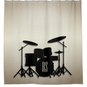 Monogram Drum Set Gold Duschvorhang