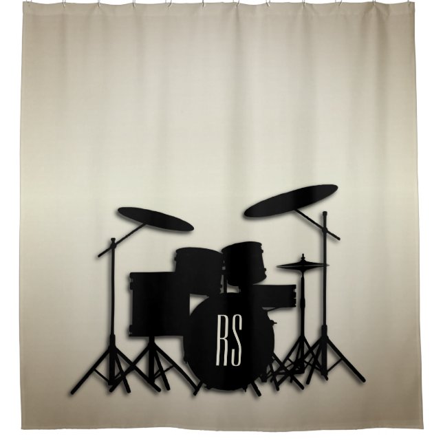 Monogram Drum Set Gold Duschvorhang (Vorderseite)