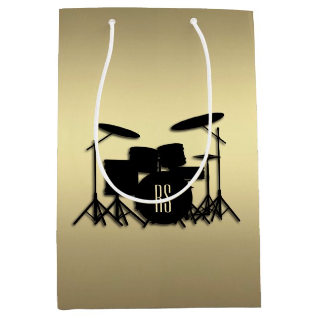 Monogram Drum Set Gold Mittlere Geschenktüte (Vorderseite)