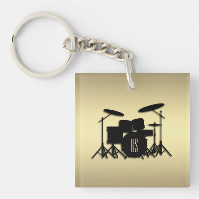 Monogram Drum Set Gold Schlüsselanhänger (Vorderseite)