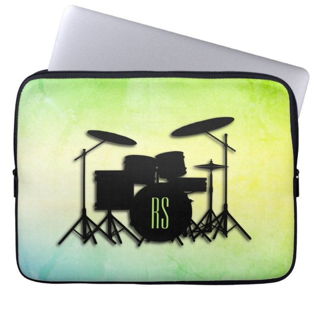 Monogram Drum Set Green Laptopschutzhülle (Vorderseite)