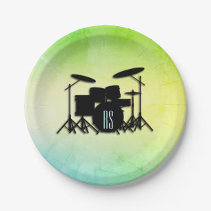 Monogram Drum Set Green Pappteller
