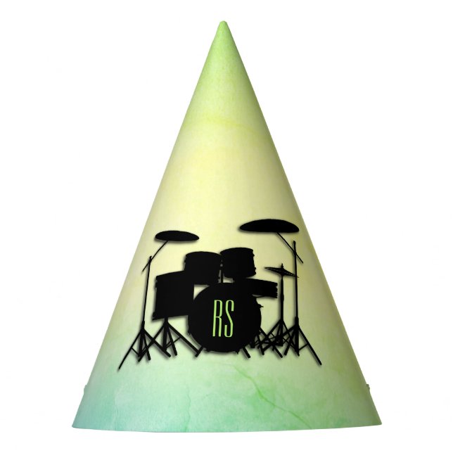 Monogram Drum Set Green Partyhütchen (Vorderseite)