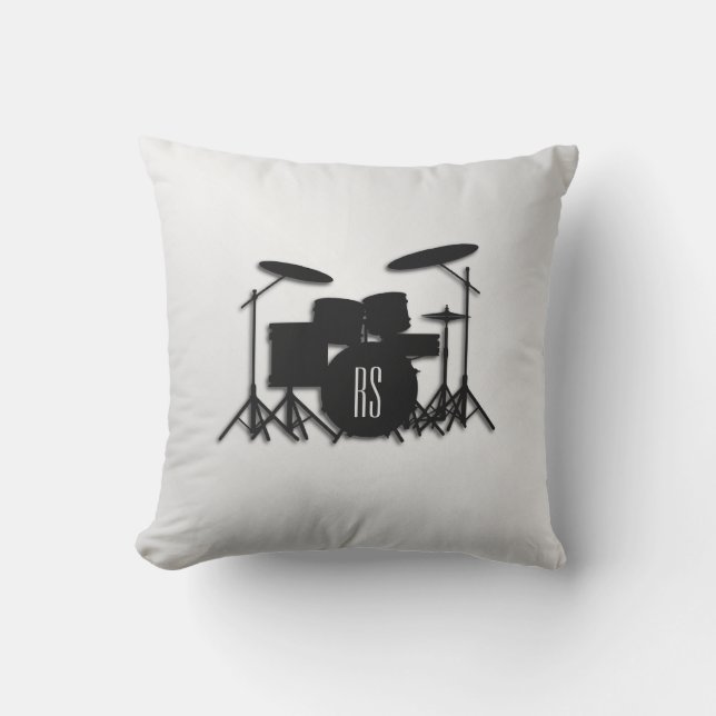 Monogram Drum Set Silver Kissen (Vorderseite)