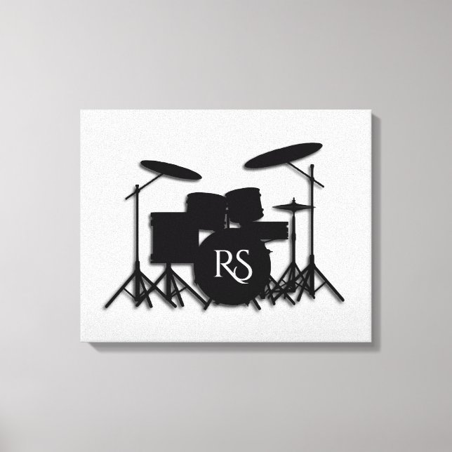 Monogram Drum Set Silver Leinwanddruck (Vorderseite)