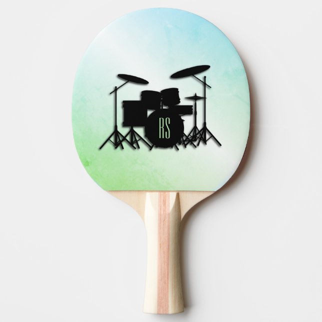 Monogram Drum Set Silver Ping Pong Paddel Tischtennis Schläger (Vorderseite)
