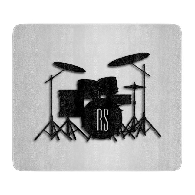 Monogram Drum Set Silver Schneidebrett (Vorderseite)