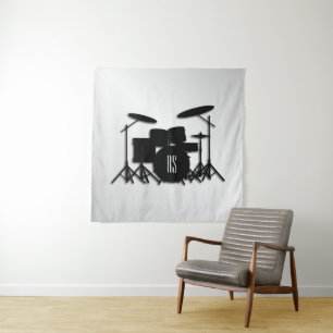 Monogram Drum Set Silver Wandteppich