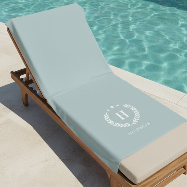 Monogram Duck Egg Green Stylish Modern Minimalist Strandtuch (Von Creator hochgeladen)