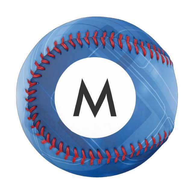 Monogram Dunkelblauer Hi-Tech-Hintergrund Baseball (Vorderseite Links)