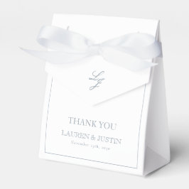 Monogram Dusty Blue Elegant Wedding Vielen Dank Geschenkschachtel