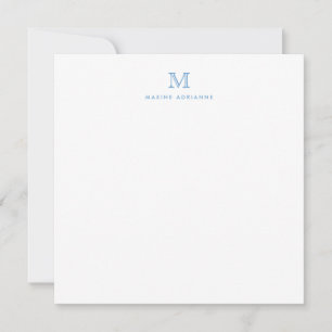 Monogram Dusty Blue Minimalistisch Modern Elegante Mitteilungskarte