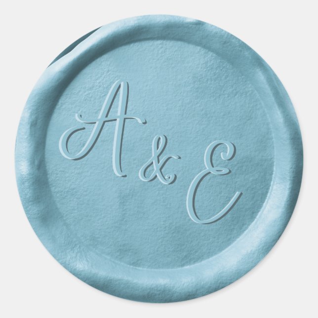 Monogram Dusty Blue Wedding Wax Siegel Stickers (Vorderseite)