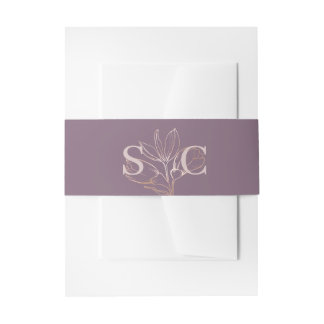Monogram Dusty Plum & Blush Wedding Einladungsbanderole