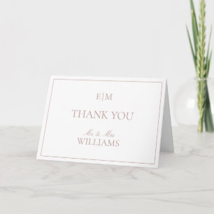 Monogram Dusty Rose Script Wedding Foto Vielen Dan Karte