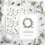 Monogram Dusty Winter Wreath Frohe Weihnachtsfeier Feiertagskarte<br><div class="desc">Wie kann man den Feiertag besser vermitteln als mit unserer Monogram Dusty Winter Watercolor Wreath Frohe Weihnachtskarte? Diese schöne Karte zeichnet sich durch einen modernen, grünen Kranz mit Eukalyptus- und Winter-botanischen Grünelementen, die Ihr Monogramm. Das Wort "Merry" ist elegant in einem Skript-Schriftart geschrieben, was es zu einer perfekten Karte macht,...</div>