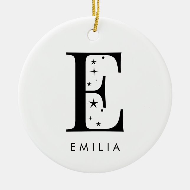 Monogram E Celestie Name Keramik Ornament (Vorne)