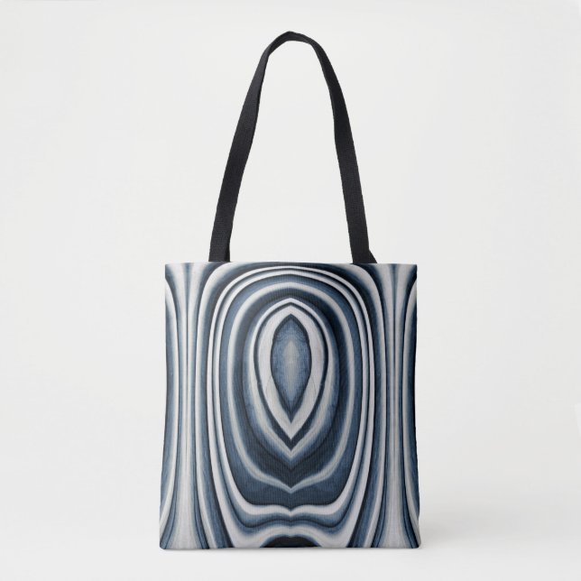 Monogram, Earth Toned Blue Abstrakt Pattern Tasche (Vorderseite)