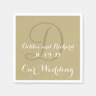 Monogram Ecru Bold farbiges Hochzeitspapier Napkin Serviette