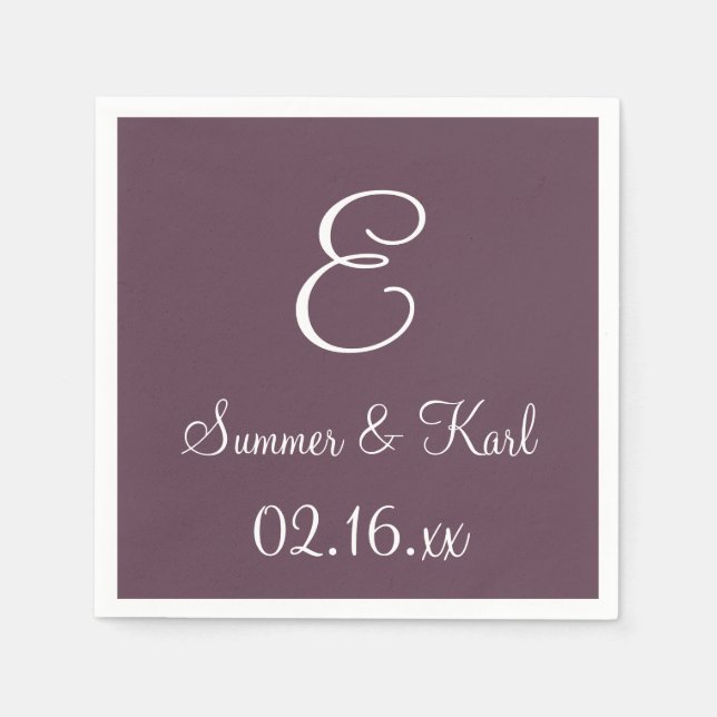 Monogram Eggplant Top Monochrome Napkins Serviette (Vorderseite)