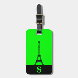Monogram Eiffelturm mit Strip auf Limettengrün Gepäckanhänger