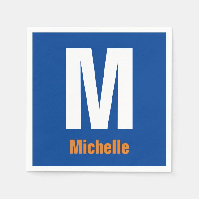 Monogram Eigenname Initial Modern Schlicht Minimal Serviette (Vorderseite)