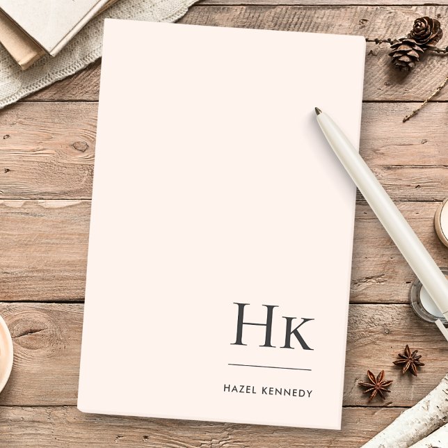 Monogram Einfach Modernes Chic Rosa Mit Monogramm Post-it Klebezettel (Von Creator hochgeladen)